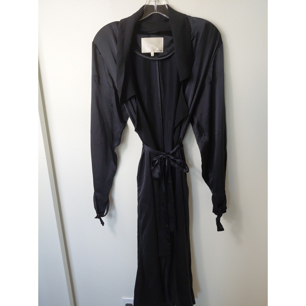 Aritzia Le Fou Wilfred Robe Black 100% Silk Limited Edition Duster Robe Size S